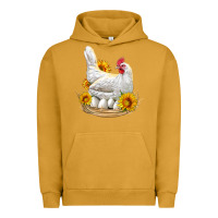 Pigment Peanut Butter Perched Chicken With Sunflowers Urban Hoodie - LillyAllenDesigns