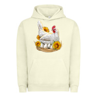 Pigment Pistachio Perched Chicken With Sunflowers Urban Hoodie - LillyAllenDesigns