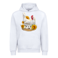 White Perched Chicken With Sunflowers Urban Hoodie - LillyAllenDesigns