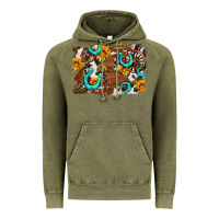 Vintage Olive western cowhide horseshoe sunflower background Vintage Hoodie - AdoDesignShop
