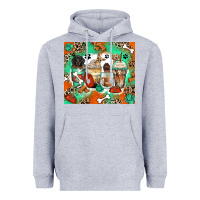 Heather Grey dog coffee cups Heavyweight Hoodie - Zillion Design Studio