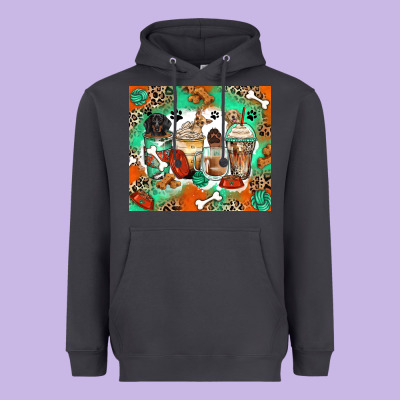 Dog Coffee Cups Heavyweight Hoodie Designed By Zillion Design Studio