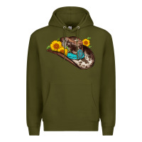 Army Green cowboy hat Premium Hoodie - AdoDesignShop