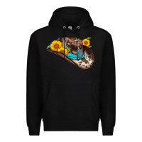 Black cowboy hat Premium Hoodie - AdoDesignShop