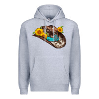 Heather Grey cowboy hat Premium Hoodie - AdoDesignShop