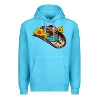 Ocean Blue cowboy hat Premium Hoodie - AdoDesignShop