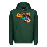 Sports Green cowboy hat Premium Hoodie - AdoDesignShop