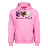 Fuchsia Pink peace love volleyball Urban Hoodie - BarkalooDesign