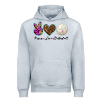 Heather Grey peace love volleyball Urban Hoodie - BarkalooDesign