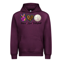 Mauve Wine peace love volleyball Urban Hoodie - BarkalooDesign