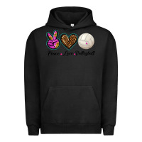 Pigment Black peace love volleyball Urban Hoodie - BarkalooDesign