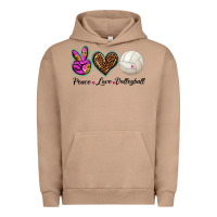 Pigment Burro peace love volleyball Urban Hoodie - BarkalooDesign