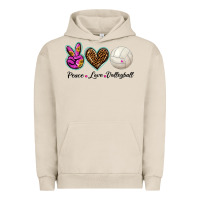 Pigment French Oak peace love volleyball Urban Hoodie - BarkalooDesign