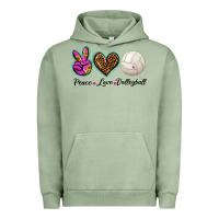 Pigment Oil Green peace love volleyball Urban Hoodie - BarkalooDesign
