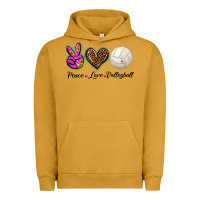 Pigment Peanut Butter peace love volleyball Urban Hoodie - BarkalooDesign