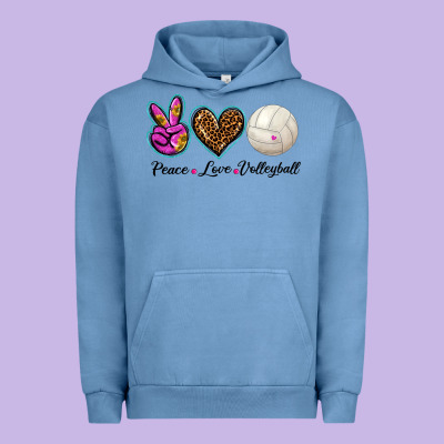 Peace Love Volleyball Urban Hoodie Designed By Barkaloodesign