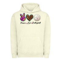Pigment Pistachio peace love volleyball Urban Hoodie - BarkalooDesign
