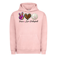 Pigment Salmon peace love volleyball Urban Hoodie - BarkalooDesign