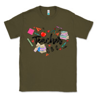 Army Green teacher heart Classic Tee - MaliasSmallBusiness