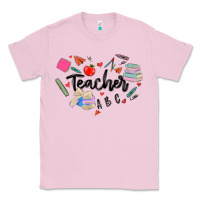 Bubblegum Pink teacher heart Classic Tee - MaliasSmallBusiness