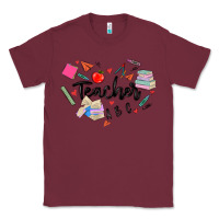 Burgundy teacher heart Classic Tee - MaliasSmallBusiness