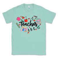 Seafoam teacher heart Classic Tee - MaliasSmallBusiness