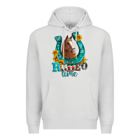 Dove Grey horseshoe rodeo time Premium Hoodie - Artiststas