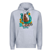 Heather Grey horseshoe rodeo time Premium Hoodie - Artiststas