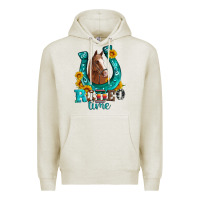 Oatmeal Heather horseshoe rodeo time Premium Hoodie - Artiststas