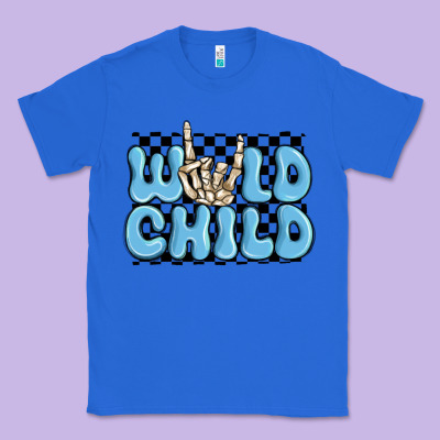 Classic Tee wild child blue skeleton