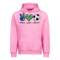 Fuchsia Pink peace love soccer Urban Hoodie - BarkalooDesign