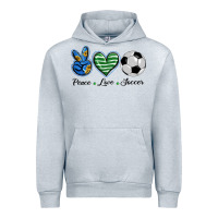 Heather Grey peace love soccer Urban Hoodie - BarkalooDesign