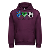 Mauve Wine peace love soccer Urban Hoodie - BarkalooDesign