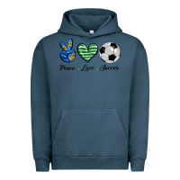 Pigment Midnight Navy peace love soccer Urban Hoodie - BarkalooDesign