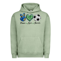 Pigment Oil Green peace love soccer Urban Hoodie - BarkalooDesign