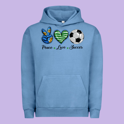 Peace Love Soccer Urban Hoodie Designed By Barkaloodesign