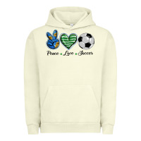 Pigment Pistachio peace love soccer Urban Hoodie - BarkalooDesign
