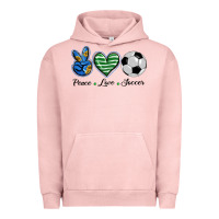 Pigment Salmon peace love soccer Urban Hoodie - BarkalooDesign
