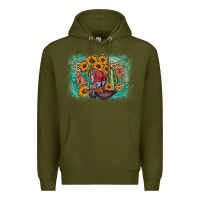 Army Green cowboy boots sunflower Premium Hoodie - AdoDesignShop