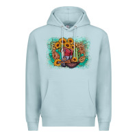 Blue Mist cowboy boots sunflower Premium Hoodie - AdoDesignShop