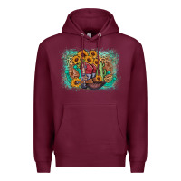 Burgundy cowboy boots sunflower Premium Hoodie - AdoDesignShop