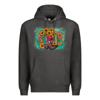 Charcoal Heather cowboy boots sunflower Premium Hoodie - AdoDesignShop