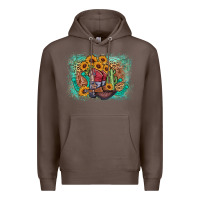 Coffee cowboy boots sunflower Premium Hoodie - AdoDesignShop
