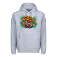 Heather Grey cowboy boots sunflower Premium Hoodie - AdoDesignShop