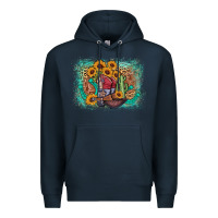 Navy cowboy boots sunflower Premium Hoodie - AdoDesignShop
