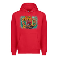 Red cowboy boots sunflower Premium Hoodie - AdoDesignShop