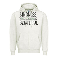 Oatmeal Heather kindness Zipper Hoodie - Unal Design