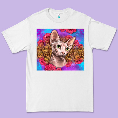 Purple Glitter Roses Sphynx Cat Premium Tee Designed By Lillyallendesigns