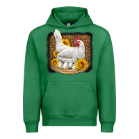 Emerald perched chicken with sunflowers leopard background Urban Hoodie - LillyAllenDesigns