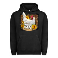 Pigment Black perched chicken with sunflowers leopard background Urban Hoodie - LillyAllenDesigns